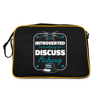 Introverted But Willing To Discuss Fishing Angler - Retro Tasche - Schwarz/Gold - Hinten