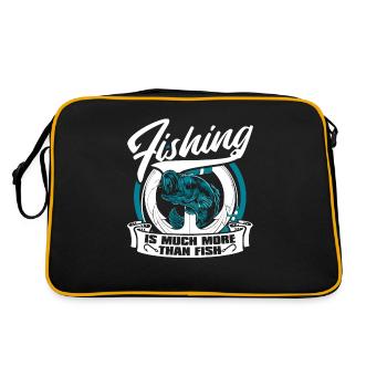 Fishing Is Much More Than Fish Fliegenfischer - Retro Tasche - Schwarz/Gold - Hinten