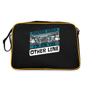 Please Hold I'm On The Other Line Spinnfischer - Retro Tasche - Schwarz/Gold - Hinten
