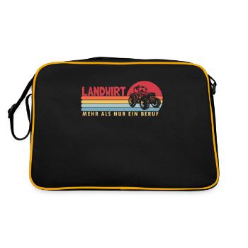 Landwirt mehr als ein Beruf Biobauer Bauer - Retro Tasche - Schwarz/Gold - Hinten