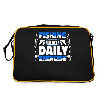 Fishing Is My Daily Exercise Fliegenfischer Angler - Retro Tasche - Schwarz/Gold - Hinten