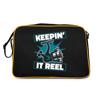 Keepin It Reel Spinnfischer Hochseeangler Angler - Retro Tasche - Schwarz/Gold - Hinten