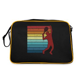 Rétro Tennis Coach Joueur de Tennis Raquette De Tennis - Sac Retro - noir/or - Dos