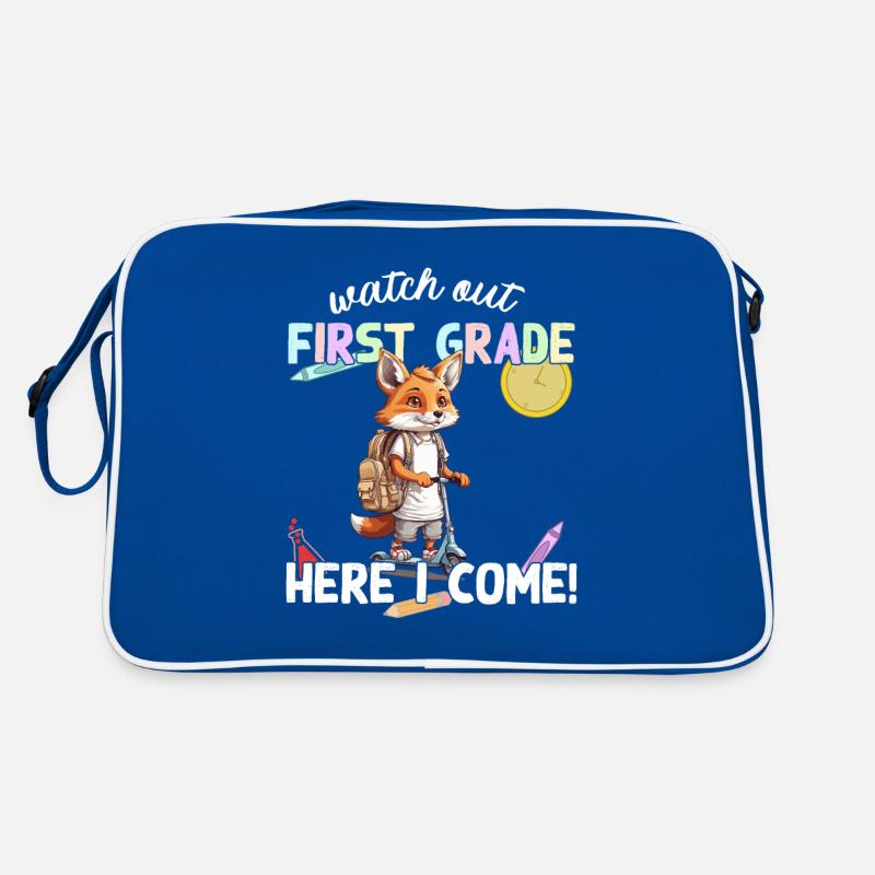 Fuchs Erster Schultag mit Roller Lustiger Spruch Retro Tasche