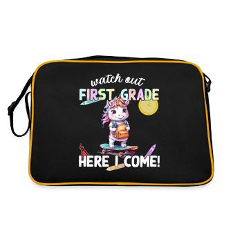 Licorne mignonne premier jour d’école école de skateboard - Sac Retro - noir/or - Dos