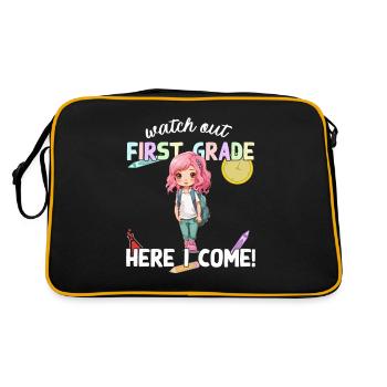 Funny Elementary School Girl School Enrollment Saying - Retro Bag - black/gold - Back