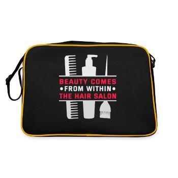 Friseurin Barber Frisörin Friseursalon - Retro Tasche - Schwarz/Gold - Hinten