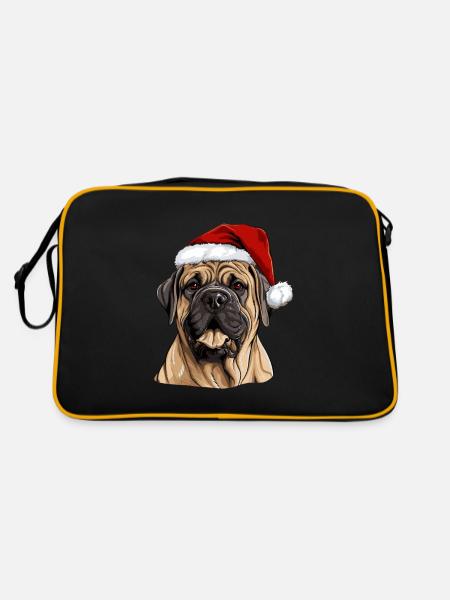 Boerboel chien Noël Portrait de Noël - Sac Retro - noir/or - Dos