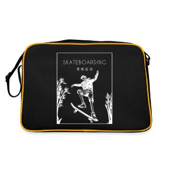 Skateboard Chinois Hanzi Skatepark Skatergirl - Sac Retro - noir/or - Dos