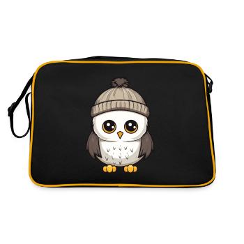Hibou hiver bande dessinée Illustration - Sac Retro - noir/or - Dos