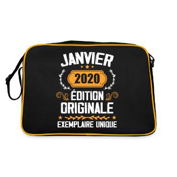 Anniversaire Cadeau Millésime Janvier 2020 - 2020 - Sac Retro - noir/or - Dos