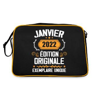 Anniversaire Cadeau Millésime Janvier 2022 - 2022 - Sac Retro - noir/or - Dos
