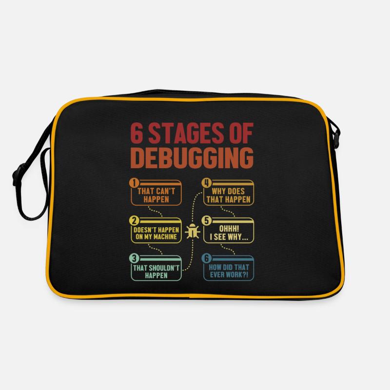 6 Stages of Debugging Softwareingenieur Coder Retro Tasche