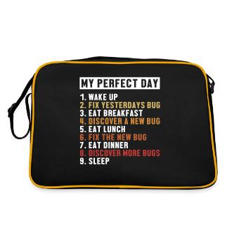 Fix Bugs Perfect Day Developer Coder Programmierer - Retro Tasche - Schwarz/Gold - Hinten