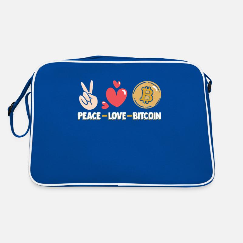 Peace Love Bitcoin Kryptowährung Blockchain Retro Tasche