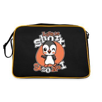 La vie est courte et moi aussi le manchot royal oiseau de mer - Sac Retro - noir/or - Dos