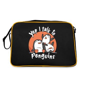 Je Parle Aux Pingouins Oiseau De Mer Manchot Roi - Sac Retro - noir/or - Dos