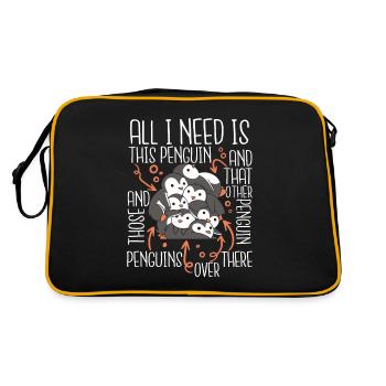 Tout ce dont j’ai besoin, c’est de cet oiseau de mer pingouin royal pingouin - Sac Retro - noir/or - Dos