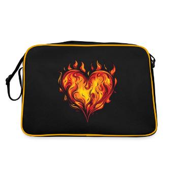 Coeur, Feu, Amour, Flamme - Sac Retro - noir/or - Dos