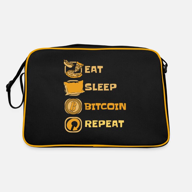Manger dormir Bitcoin Répéter Crypto-monnaie Blockchain Sac Retro