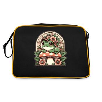 Grenouille de noyau de chalet avec champignon chapeau de fleur - Sac Retro - noir/or - Dos