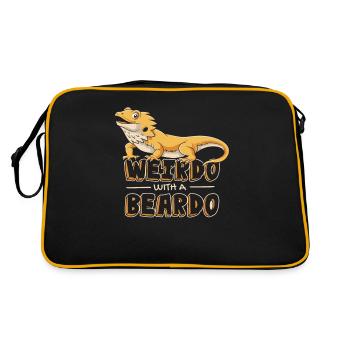 Weirdo With A Beardo Pogona Lizard Pet Owner - Retro Bag - black/gold - Back