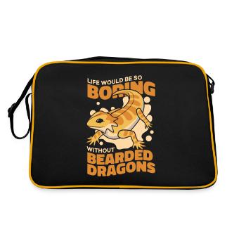 Das Leben wäre langweilig ohne Pogona Lizard - Retro Tasche - Schwarz/Gold - Hinten