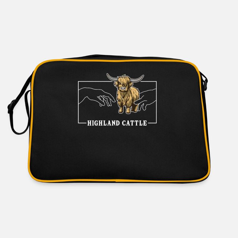 Michelangelo Schöpfung der Adam Highland Cow Retro Tasche