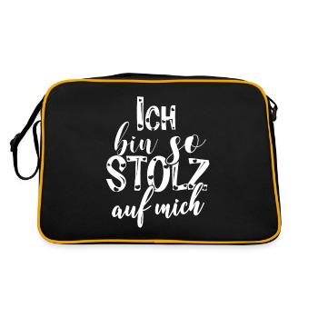 Ich bin so stolz auf mich Spruch selbstbewußt - Retro Tasche - Schwarz/Gold - Hinten