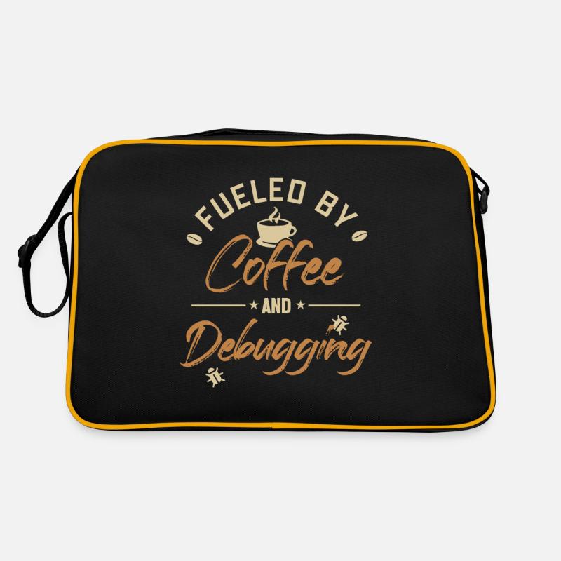 Alimenté par le café et le débogage Developer Coder Sac Retro