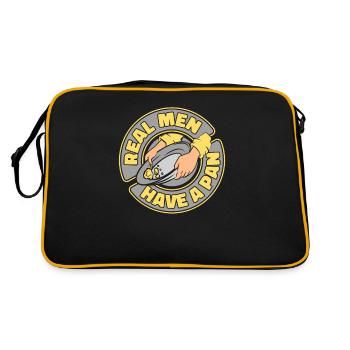 Echte Männer haben eine Pfanne beim Goldwaschen von Bergleuten - Retro Tasche - Schwarz/Gold - Hinten