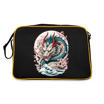 Conception de tatouage de fleur de cerisier de Dragon japonais - Sac Retro - noir/or - Dos