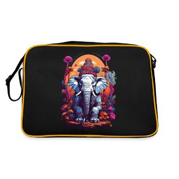 Elephant Psychedelic Art Goa Trance Mushrooms - Retro Bag - black/gold - Back