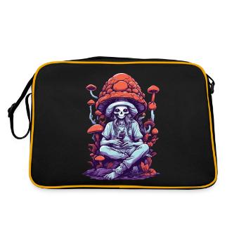 Vivid Colors Woodland Mushrooms Psychedelic Art - Retro Bag - black/gold - Back
