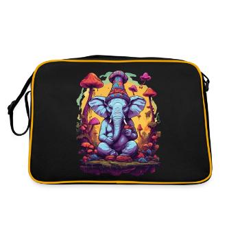 Éléphant psychédélique Art musique Festival couleurs - Sac Retro - noir/or - Dos