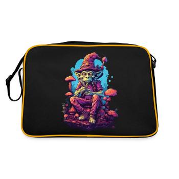 Alien Psychédélique Art Forêt Champignons Musique - Sac Retro - noir/or - Dos