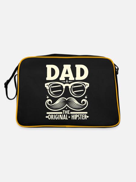 Papa fête des pères le hipster original papa papa - Sac Retro - noir/or - Dos