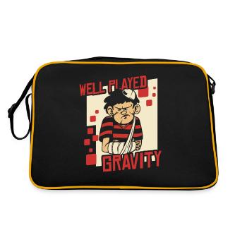 Gut gespielte Schwerkraft, gebrochener Knochen, gebrochener Finger - Retro Tasche - Schwarz/Gold - Hinten