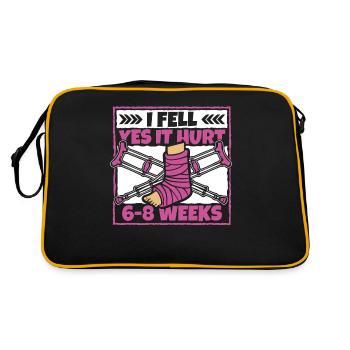 Ich fiel, ja, es tat weh, gebrochener Arm, Bein, gebrochener Knochen - Retro Tasche - Schwarz/Gold - Hinten