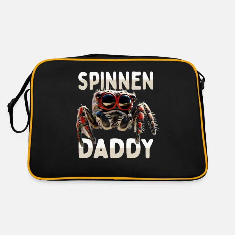 Spinnen Daddy Spider Papa Vogelspinne Dad Spinne - Retro Tasche - Schwarz/Gold