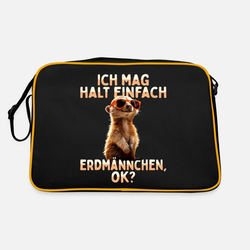 Erdmännchen Süßes Meerkat Ich Mag Halt Erdmännchen - Retro Tasche - Schwarz/Gold