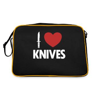 J’aime les couteaux Couteau de boucher Couteau de restauration - Sac Retro - noir/or - Dos