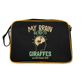 Mein Gehirn besteht zu 95% aus Giraffen, Nubiern, Afrikanern - Retro Tasche - Schwarz/Gold - Hinten