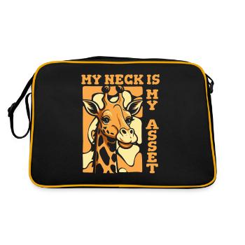 Mein Hals ist mein Kapital Giraffidae Nubischer Afrikaner - Retro Tasche - Schwarz/Gold - Hinten