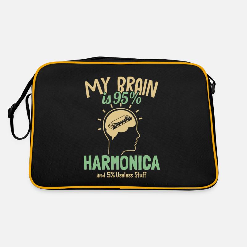 My Brain is 95% Harmonica Harmonicist Mouth Harp Retro Bag