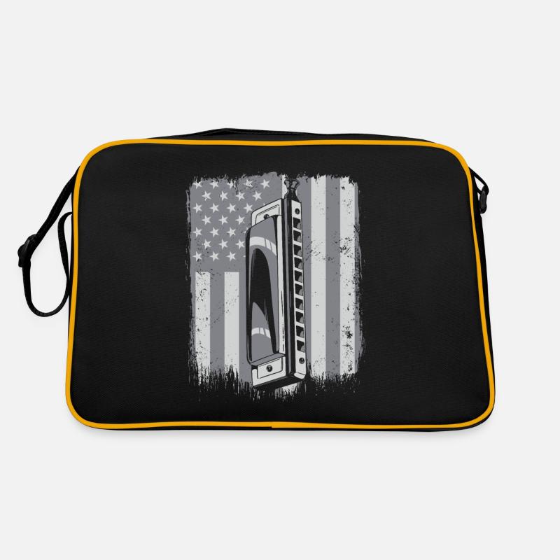 Harmonica American Flag Harmonicist Mouth Harp Retro Bag