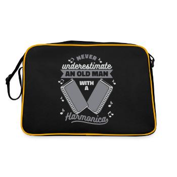 Never Underestimate An Old Man With Harmonica - Retro Bag - black/gold - Back