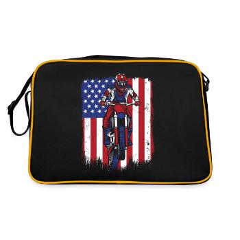 Motocross Drapeau américain Pilotes de course de moto - Sac Retro - noir/or - Dos