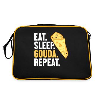 Eat Sleep Gouda Repeat Maker Fromager Queso - Sac Retro - noir/or - Dos