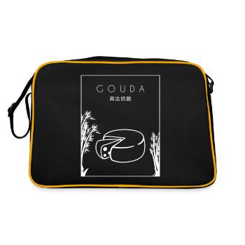 Gouda chinois Hanzi Queso fromager - Sac Retro - noir/or - Dos